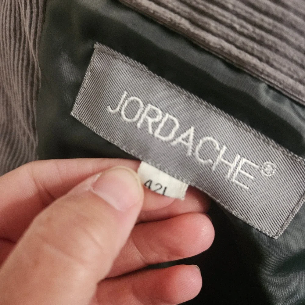 Jordache Mens Gray Corduroy Blazer Vintage 2 Button Sport Coat 42L Cotton